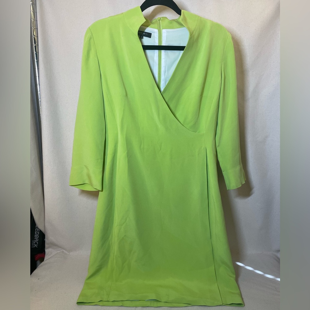 Lafayette 148 lime green silk dress